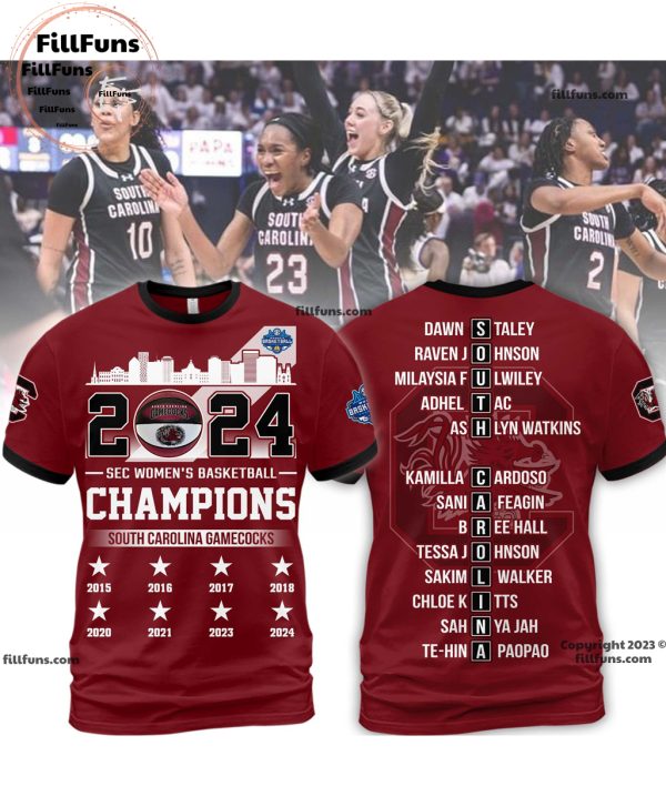 2024 Sec Women’s Basketball Champions South Carolina Gamecocks Garnet T-Shirt