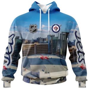 NHL Winnipeg Jets Personalized Arena Skyline Design 3D Hoodie