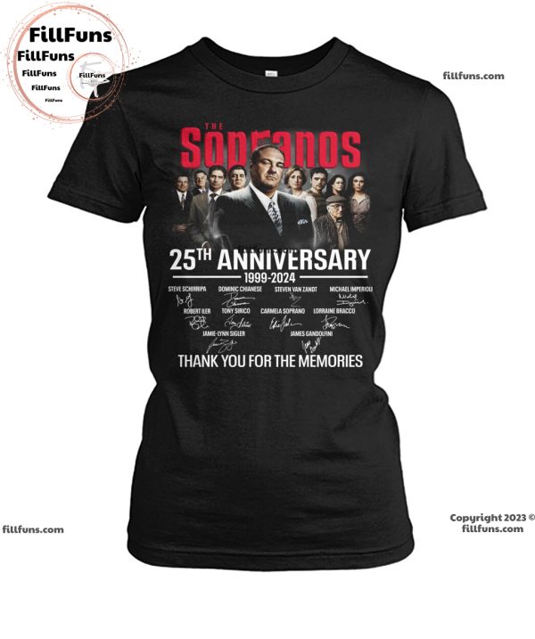 The Sopranos 25Th Anniversary 1999-2024 Thank You For The Memories Signatures T-Shirt