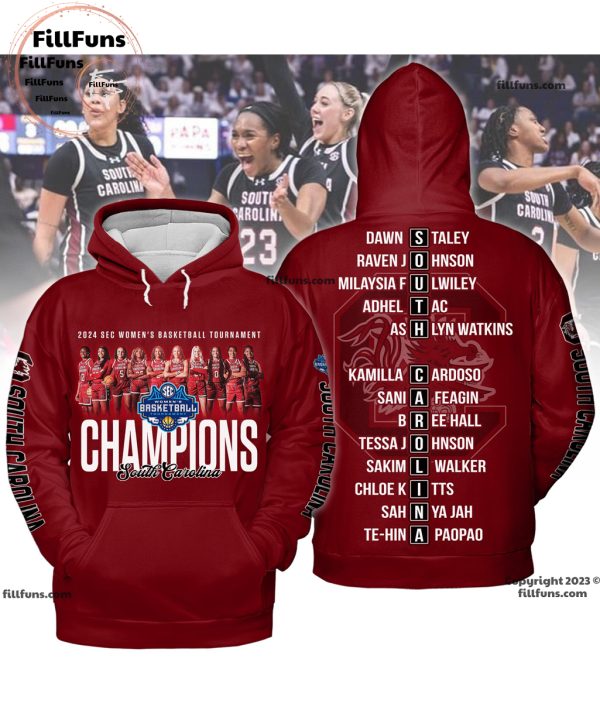 2024 Sec Women’s Basketball Tournament Champions South Carolina Gamecocks Garnet T-Shirt