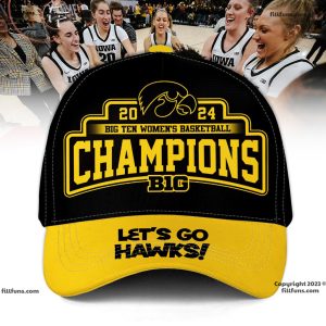 2024 Big Ten Women’s Basketball Champions Iowa Hawkeyes Classic Black Cap