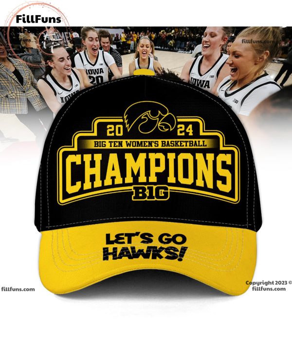 2024 Big Ten Women’s Basketball Champions Iowa Hawkeyes Classic Black Cap