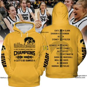 Big Ten Women’s Basketball Champions 2024 Iowa Hawkeyes Yellow T-Shirt