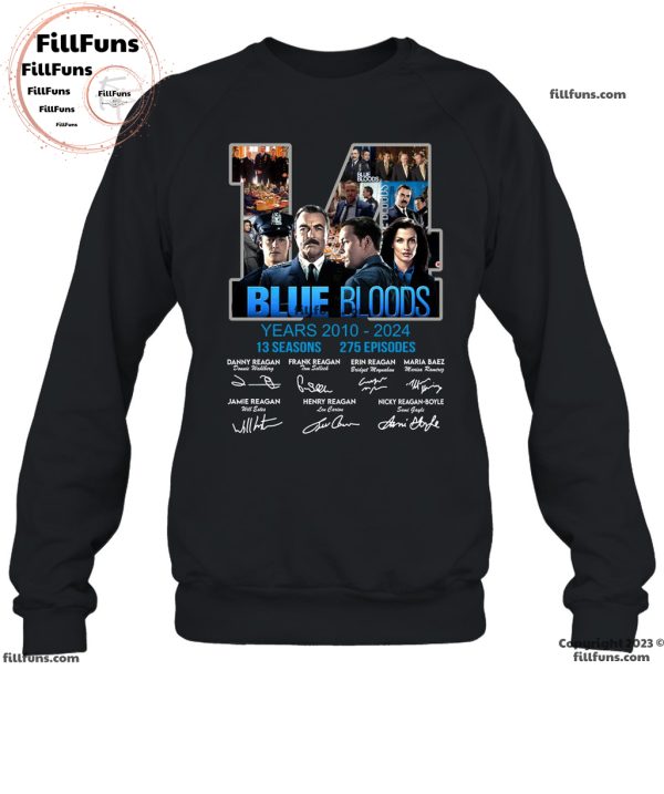 Blue Bloods 14 Years Of 2010-2024 13 Seasons 275 Episodes T-Shirt