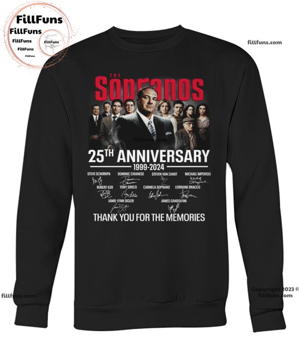 The Sopranos 25Th Anniversary 1999-2024 Thank You For The Memories Signatures T-Shirt