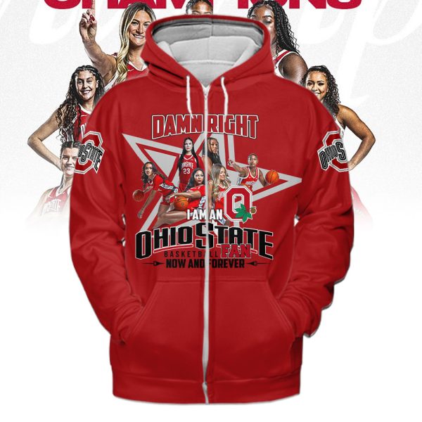 Damn Right I Am An Ohio State Basketball Fan Now And Forever Red Hoodie