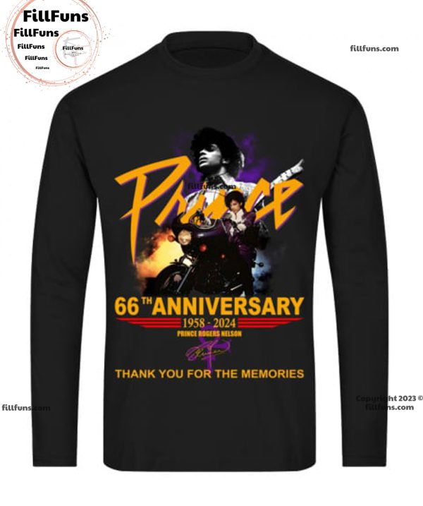 Prince 66Th Annivesary 1958-2024 Prince Rogers Nelson Thank You For The Memories T-Shirt