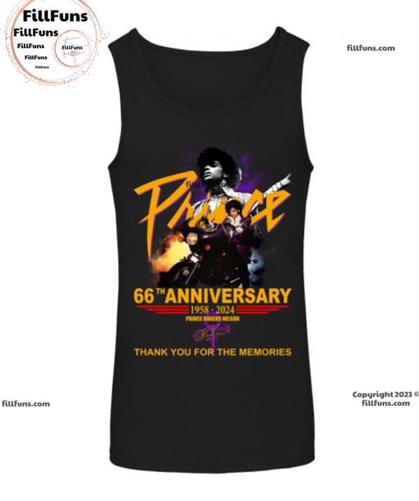 Prince 66Th Annivesary 1958-2024 Prince Rogers Nelson Thank You For The Memories T-Shirt