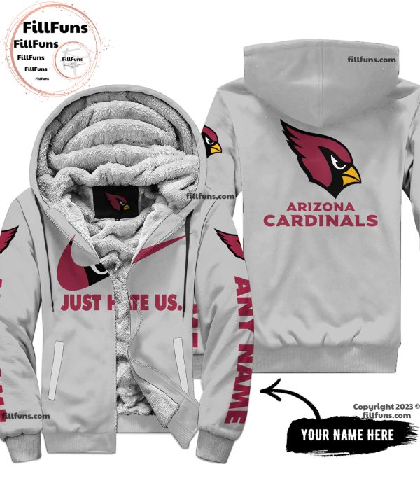 Custom Name NFL Arizona Cardinals Just Hate Us Grey Hoodie