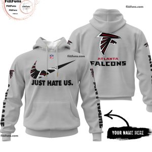 Custom Name NFL Atlanta Falcons Just Hate Us Grey Hoodie