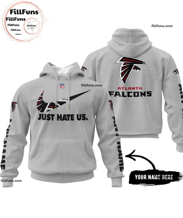 Custom Name NFL Atlanta Falcons Just Hate Us Grey Hoodie