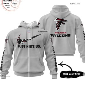 Custom Name NFL Atlanta Falcons Just Hate Us Grey Hoodie