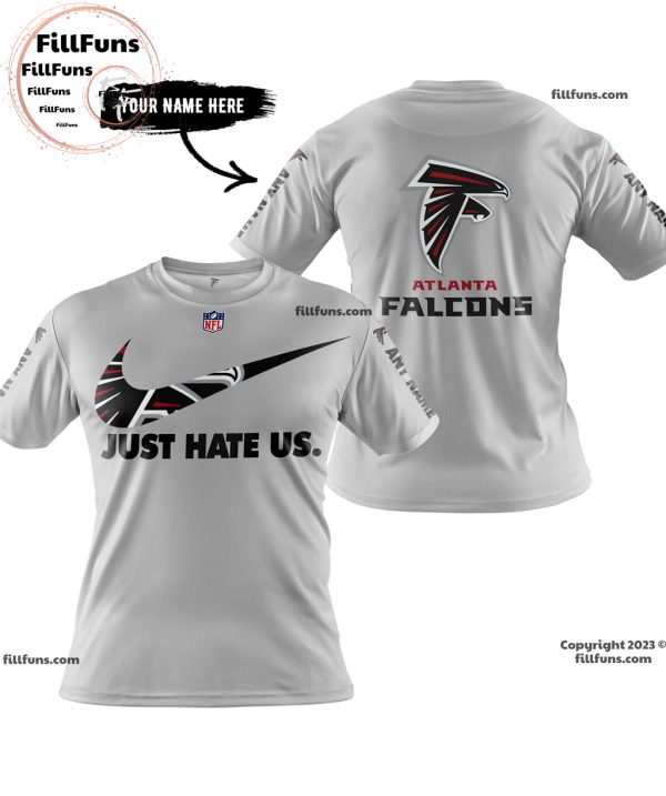 Custom Name NFL Atlanta Falcons Just Hate Us Grey Hoodie