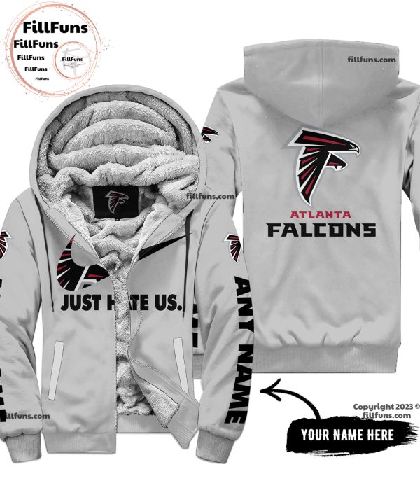 Custom Name NFL Atlanta Falcons Just Hate Us Grey Hoodie