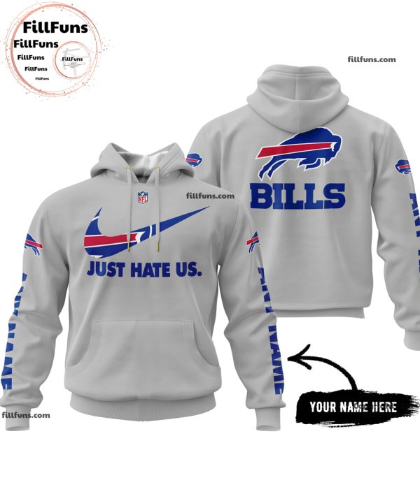 Custom Name NFL Buffalo Bills Just Hate Us Grey Hoodie