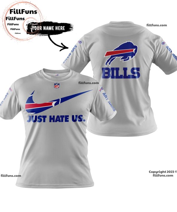 Custom Name NFL Buffalo Bills Just Hate Us Grey Hoodie