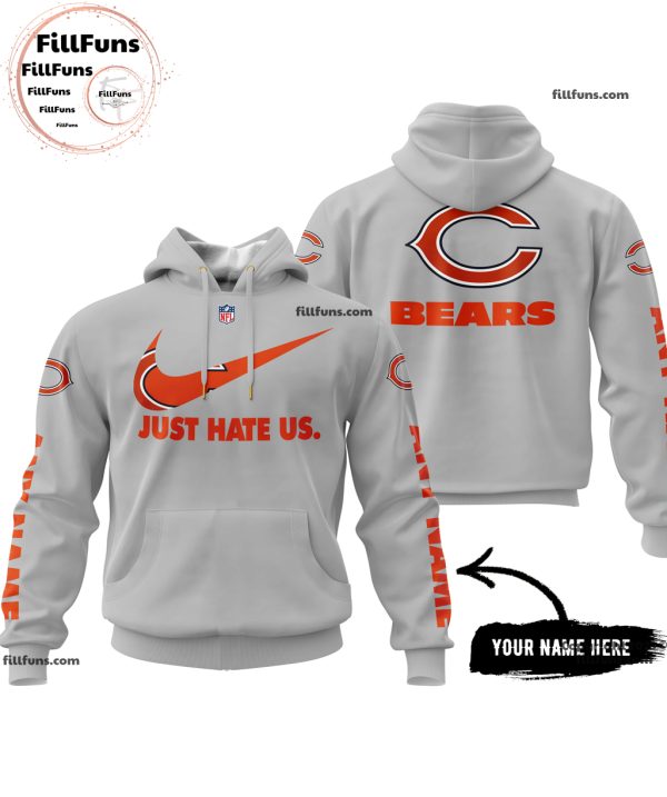 Custom Name NFL Chicago Bears Just Hate Us Grey Hoodie