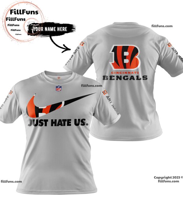 Custom Name NFL Cincinnati Bengals Just Hate Us Grey Hoodie