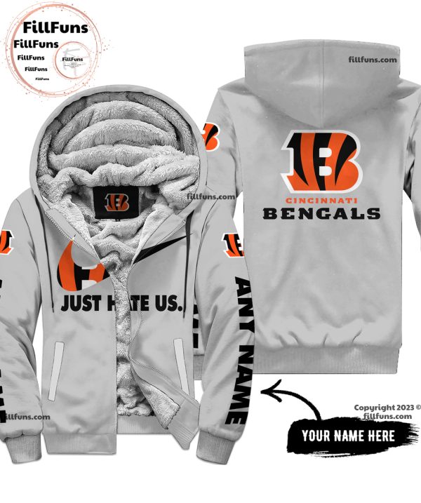 Custom Name NFL Cincinnati Bengals Just Hate Us Grey Hoodie