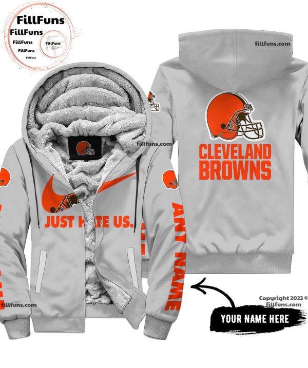 Custom Name NFL Cleveland Browns Just Hate Us Grey Hoodie