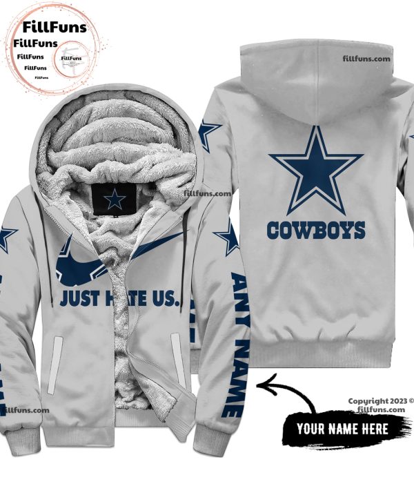 Custom Name NFL Dallas Cowboys Just Hate Us Grey Hoodie
