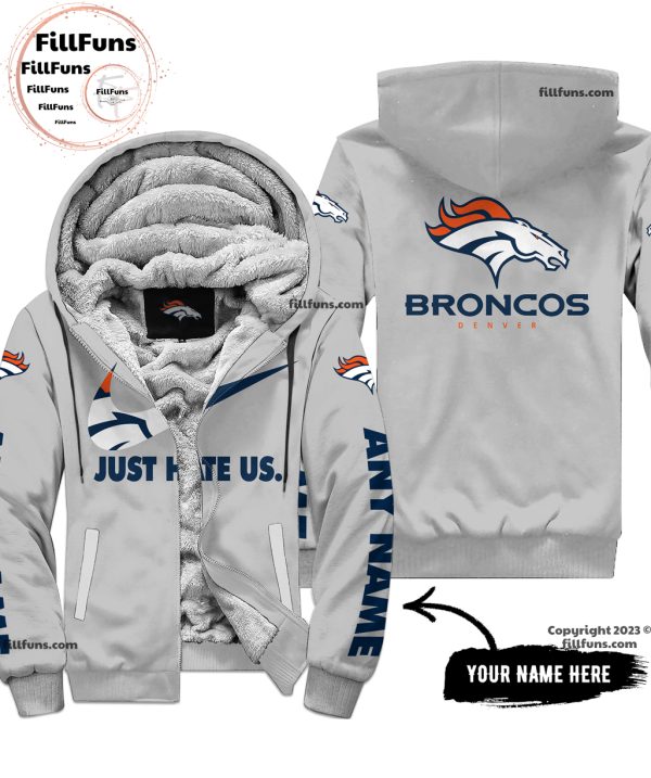 Custom Name NFL Denver Broncos Just Hate Us Grey Hoodie