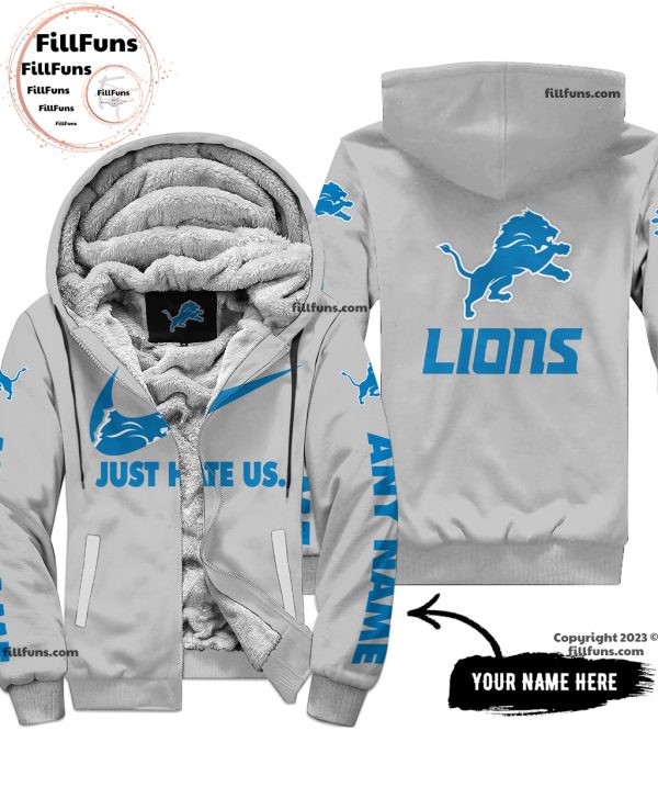 Custom Name NFL Detroit Lions Just Hate Us Grey Hoodie