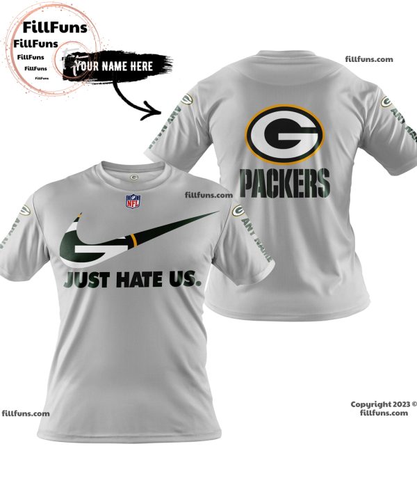 Custom Name NFL Green Bay Packers Just Hate Us Grey Hoodie