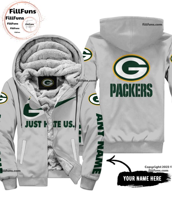 Custom Name NFL Green Bay Packers Just Hate Us Grey Hoodie