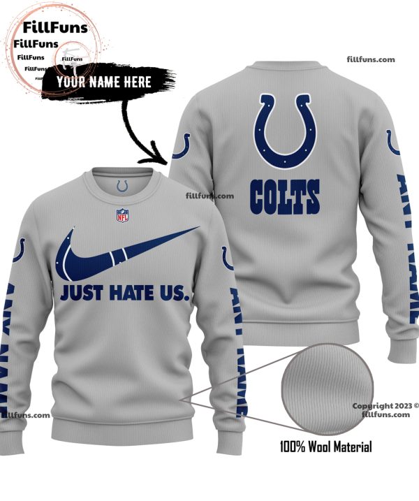 Custom Name NFL Indianapolis Colts Just Hate Us Grey Hoodie