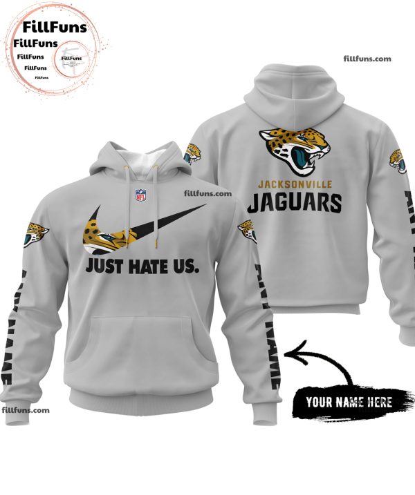 Custom Name NFL Jacksonville Jaguars Just Hate Us Grey Hoodie