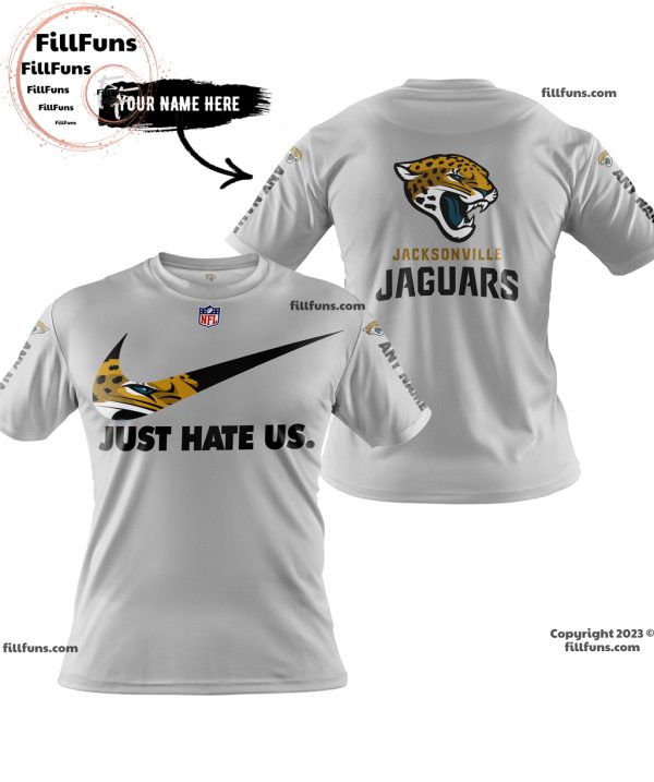 Custom Name NFL Jacksonville Jaguars Just Hate Us Grey Hoodie
