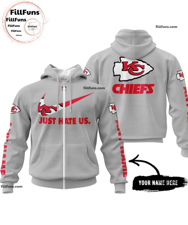 Custom Name NFL Kansas City Chiefs Just Hate Us Grey Hoodie