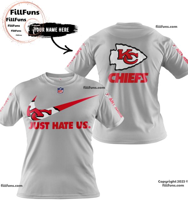 Custom Name NFL Kansas City Chiefs Just Hate Us Grey Hoodie