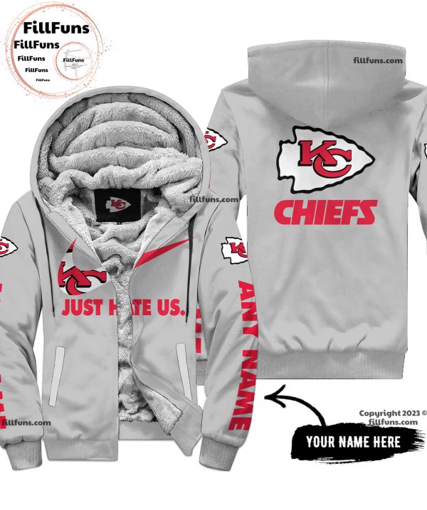 Custom Name NFL Kansas City Chiefs Just Hate Us Grey Hoodie