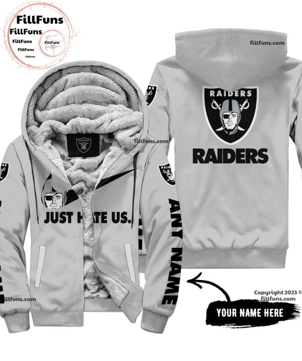 Custom Name NFL Las Vegas Raiders Just Hate Us Grey Hoodie