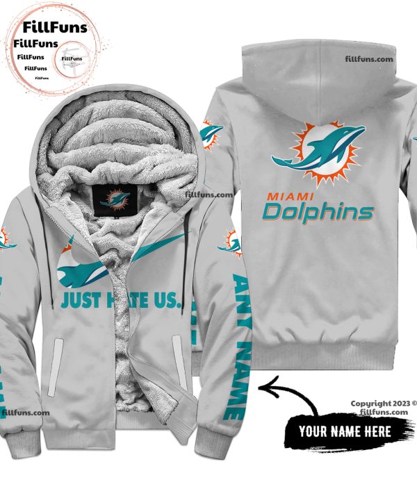 Custom Name NFL Miami Dolphins Just Hate Us Grey Hoodie