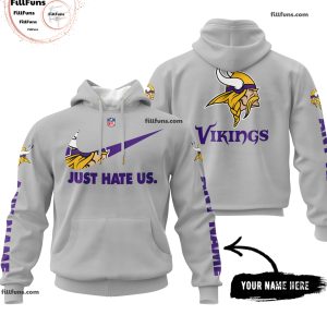 Custom Name NFL Minnesota Vikings Just Hate Us Grey Hoodie