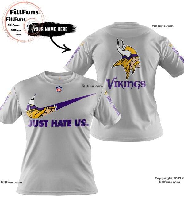 Custom Name NFL Minnesota Vikings Just Hate Us Grey Hoodie