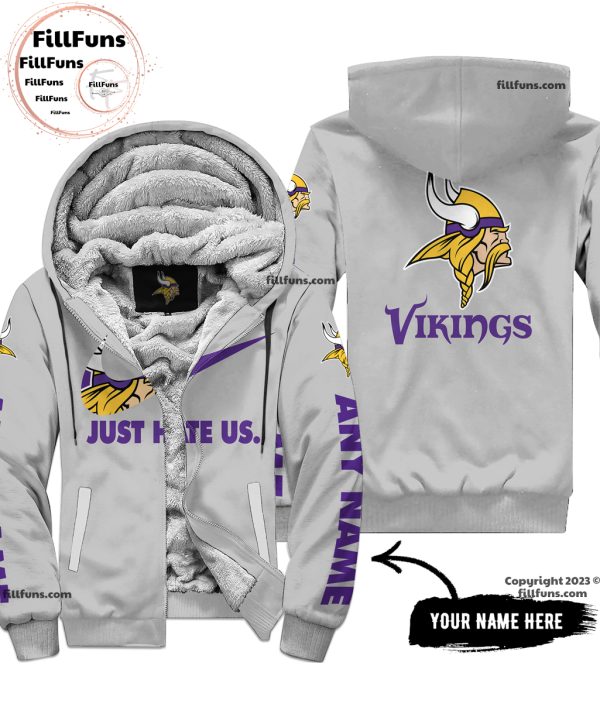 Custom Name NFL Minnesota Vikings Just Hate Us Grey Hoodie