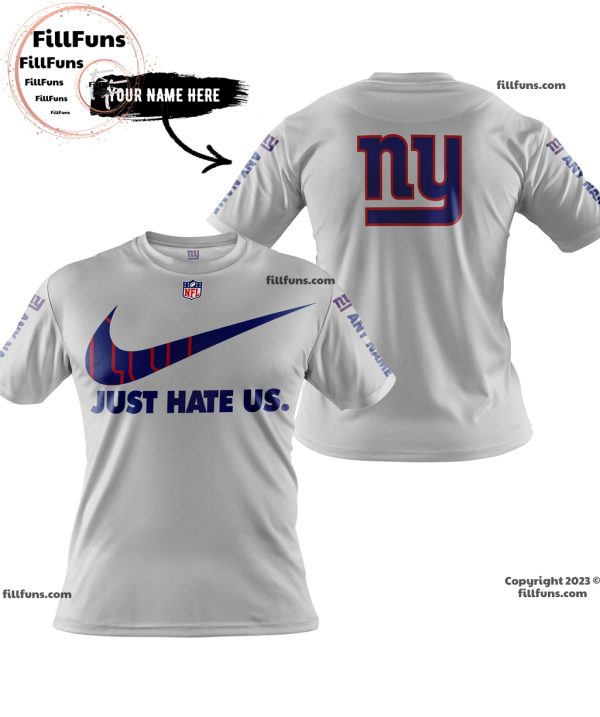 Custom Name NFL New York Giants Just Hate Us Grey Hoodie