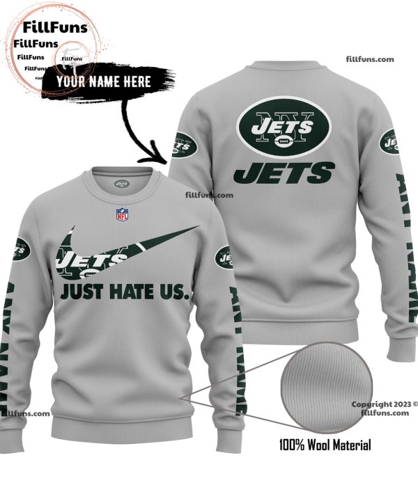 Custom Name NFL New York Jets Just Hate Us Grey Hoodie