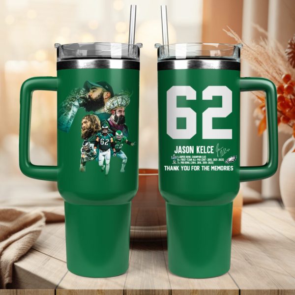 Jason Kelce 62 Thank You For The Memories Stanley Tumbler 40oz