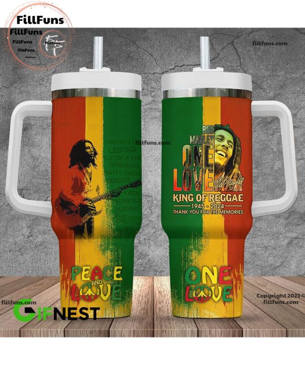 Bob Marley One Love King Of Reggae 1945-2024 Thank You For The Memories Stanley Tumbler 40oz