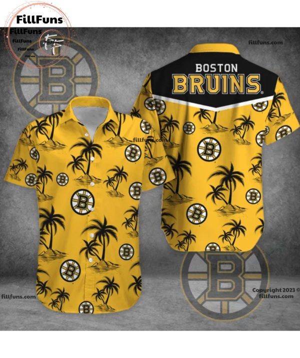 Boston Bruins Palm Tree Pattern Hawaiian Shirt