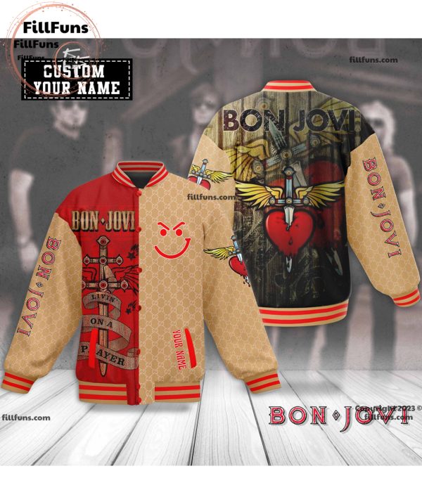 Custom Name Bon Jovi Luxury Pattern Baseball Jacket