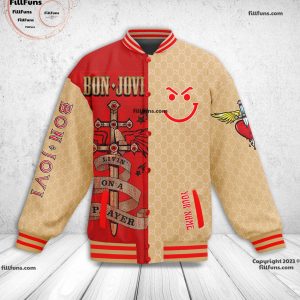 Custom Name Bon Jovi Luxury Pattern Baseball Jacket