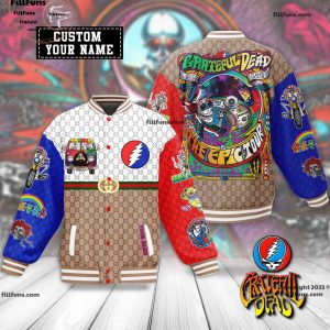 Custom Name Grateful Dead Luxury Pattern Baseball Jacket