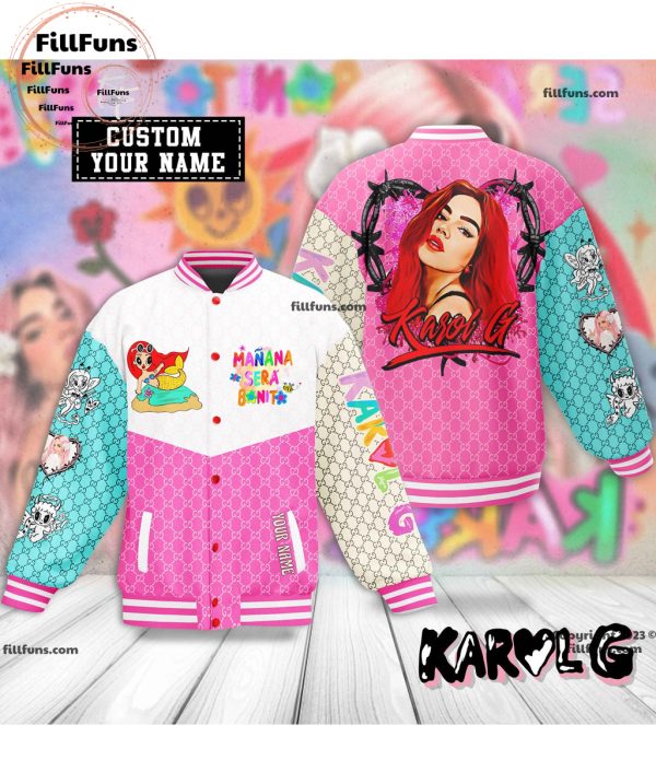 Custom Name Karol G Luxury Pattern Baseball Jacket