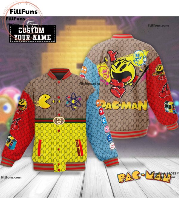 Custom Name Pac-Man Luxury Pattern Baseball Jacket